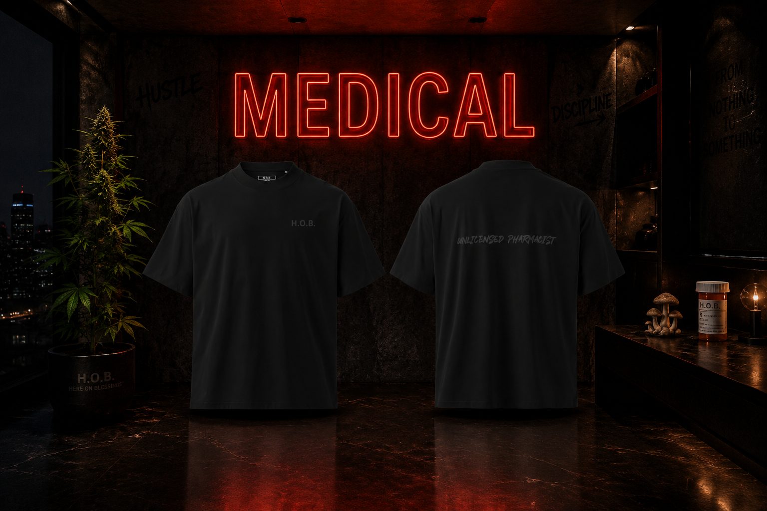 H.O.B Unlicensed Pharmacist tee in black
