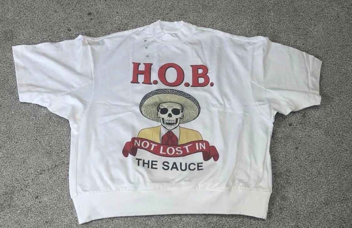 H.O.B Not Lost In The Sauce tee — skeleton charro front graphic